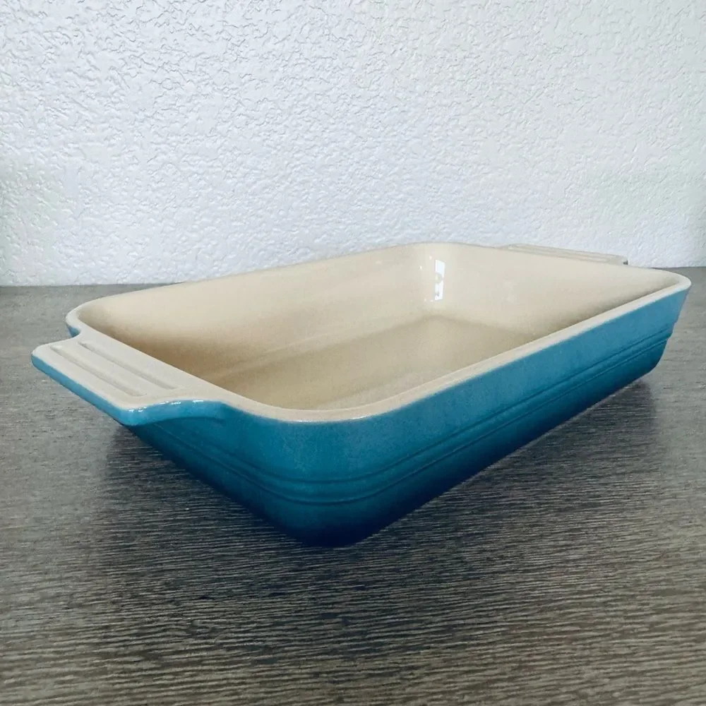 LeCreuset Marine Blue Ombré Ceramic Casserole Rectangular Baking Dish
